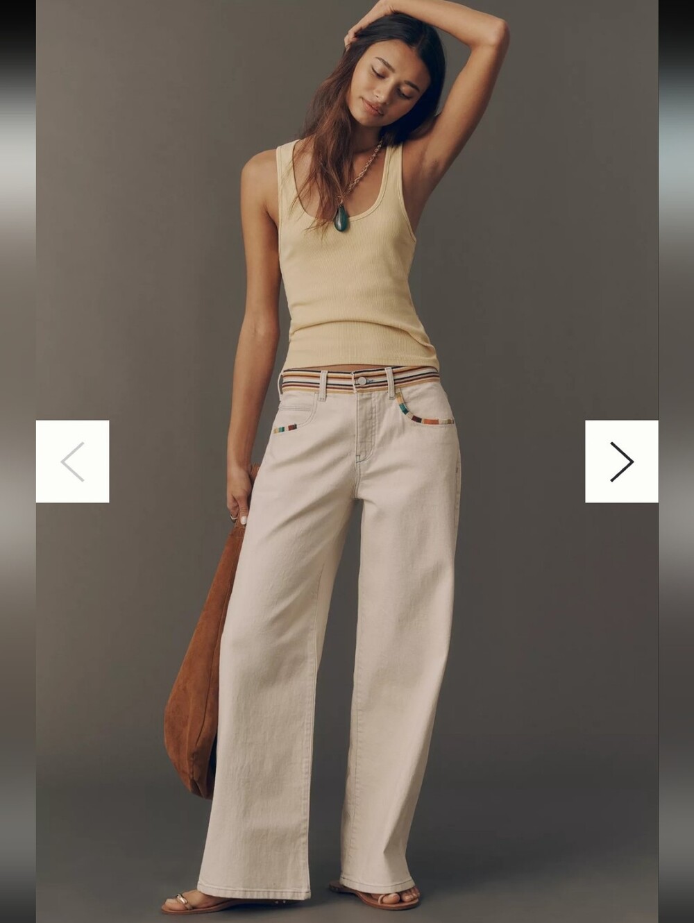 NWT Pilcro Anthropologie Low Rise Wide Leg Jeans Size 32 Embroidered Stripe